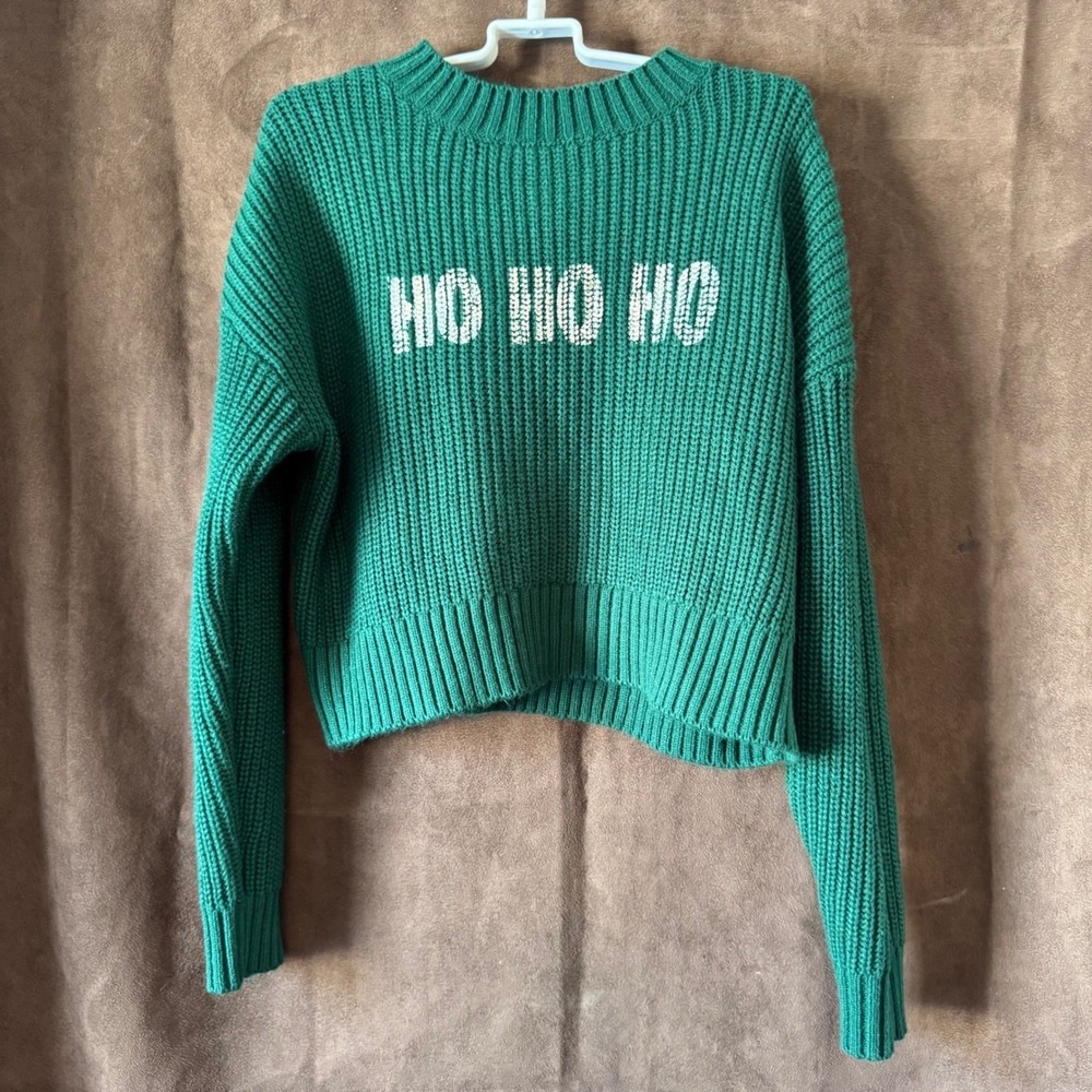 Sugar Moon Kids Green Ho‎ Ho Ho Christmas Sweater Size M